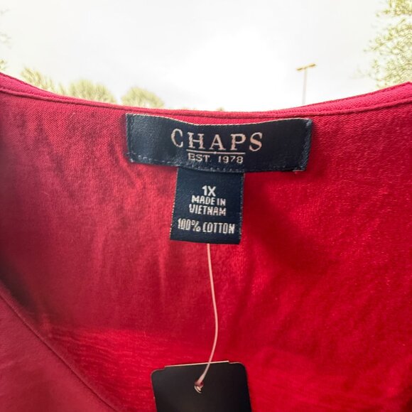 Chaps Woman Plus Size 1X Pullover Cotton Top with Ruffle Desert Pink NWT - Picture 10 of 16